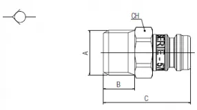 Adaptor cu supapa DN9 cu filet exterior cilindric