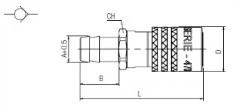 Cupla rapida cu supapa DN9 dreapta si adaptor furtun