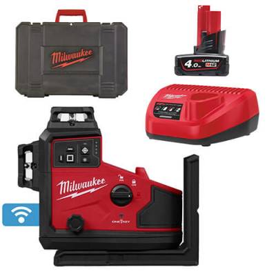 Nivela laser verde M12 cu aliniere automata 360°, in 3 planuri - Milwaukee M12 A3PLO-401C