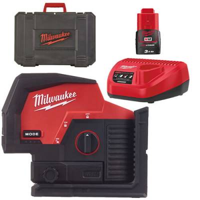 Nivela laser M12 cu linie transversala verde cu functie fir cu plumb - Milwaukee M12 CLLP-301C