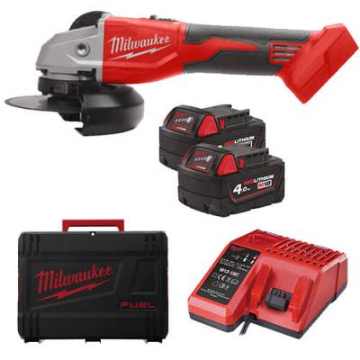 Polizor unghiular fara perii M18 125 mm cu comutator glisant - Milwaukee M18 BLSAG125X-402X