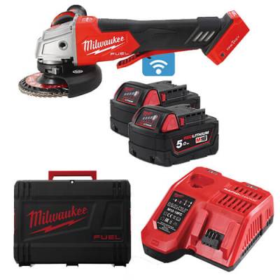 Polizor unghiular 125 mm cu franare si comutator tip clapeta M18 FUEL ONE-KEY - Milwaukee M18 ONEFSAG125XPDB-502X