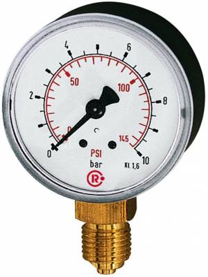 Manometru standard, scala dubla 0-2,5 bar / 0-36 psi, G 1/4 radial, Ø50