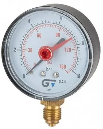 Manometru cu indicator rosu si scala dubla bar/psi, atac radial, Ø53, 63, 80
