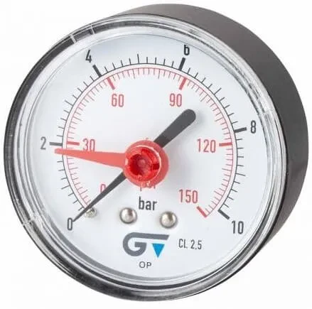 Manometru cu indicator rosu si scala dubla bar/psi, atac axial, Ø53, 63