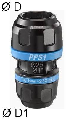 Push-on female union for pipe 25 mm - 20 mm, aluminium