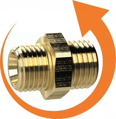 Niplu egal cu filet pe stanga G 1/4&QUOT;, PN 25, alama