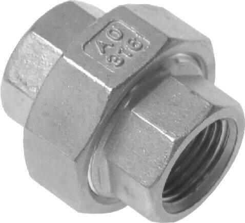 Niplu detasabil cu filete interioare, etansare conica, din inox AISI 316