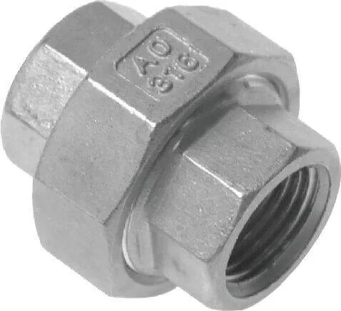 Niplu detasabil cu filete interioare, etansare conica, din inox AISI 316