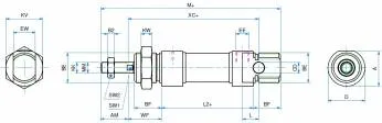 Micro cilindru simpla actiune magnetic - arc frontal