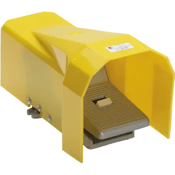 Pedala 5/2 monostabila (fara retinere), cu carcasa de protectie