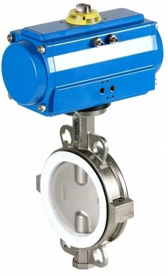 Robinet fluture, tip wafer, inox, flanse ANSI 150 si PN10/16, act. pneumatic
