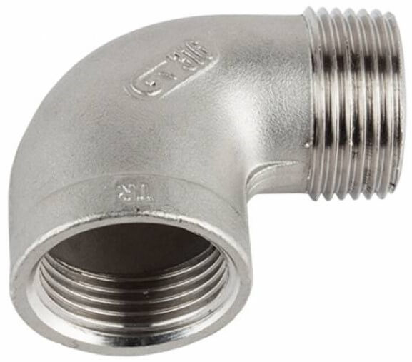Cot 90° cu filet interior/exterior, din diferite tipuri de inox
