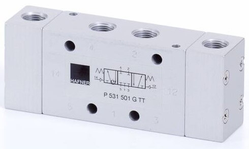Distribuitor 5/3 centru exhaustat, actionare pneumatica - temperaturi scazute