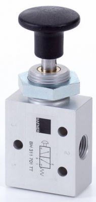 Distribuitor 3/2 cu buton, actionare manuala - temperaturi scazute