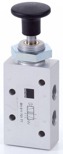 Distribuitor 5/2 cu buton, actionare manuala - temperaturi scazute