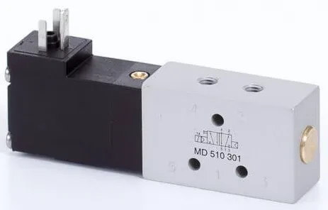 Distribuitor 5/2 electric, monostabil, montaj in linie tip MD