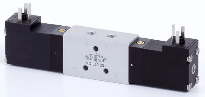 Distribuitor 5/2 electric, bistabil, montaj in linie tip MD