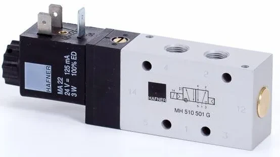 Distribuitor 5/2 electric, monostabil, montaj in linie - placa