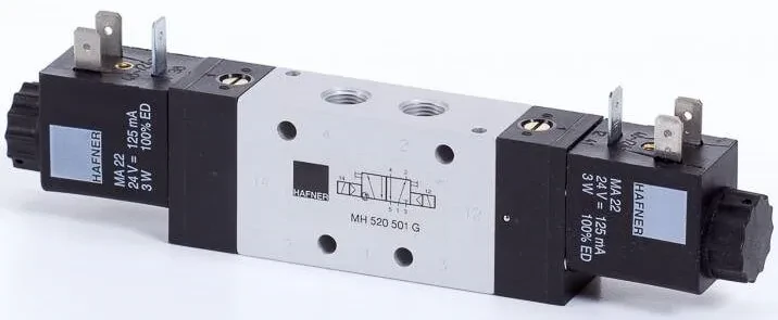Distribuitor 5/2 electric, bistabil, montaj linie/placa