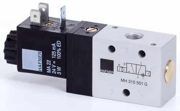 Distribuitor 3/2 electric, monostabil, montaj in linie-placa tip MH