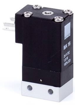 Distribuitor 3/2 electric, monostabil, montaj in linie tip MD