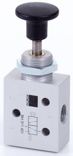 Distribuitor 3/2 cu buton incorporat - montaj in panou