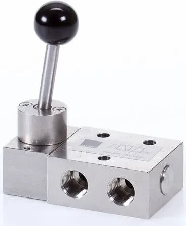 Distribuitor 3/2 actionare manuala, cu maneta - INOX