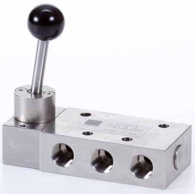 Distribuitor 5/2 actionare manuala, cu maneta - INOX