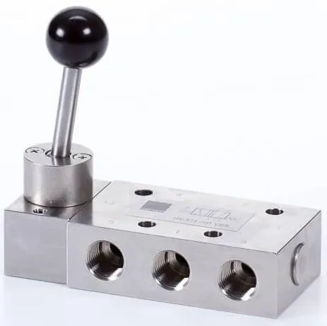 Distribuitor 5/2 actionare manuala, cu maneta - INOX