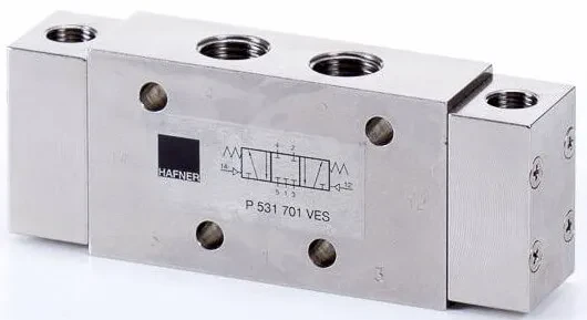 Distribuitor 5/3 pneumatic, centru exhaustat - INOX