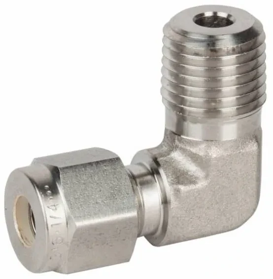 Fiting L cu filet exterior si tub in inch, din inox AISI 316