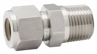 Fiting drept cu filet exterior si tub in inch, din inox AISI 316