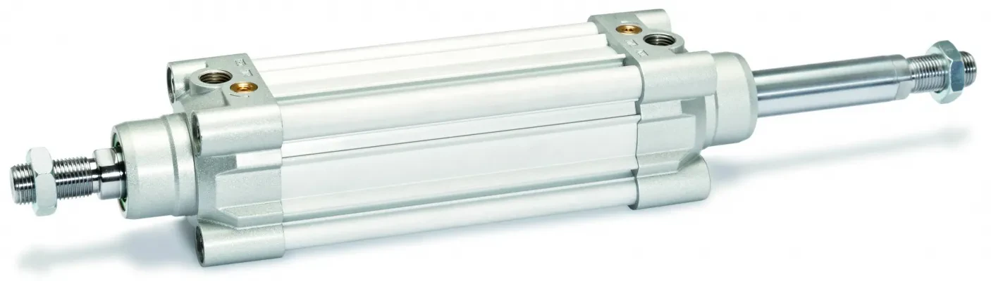 Cilindru standard dubla actiune magnetic cu amortizare si tija bilaterala, Ø32-125
