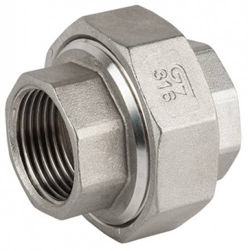 Niplu detasabil cu filete interioare, etansare plana, din inox AISI 316
