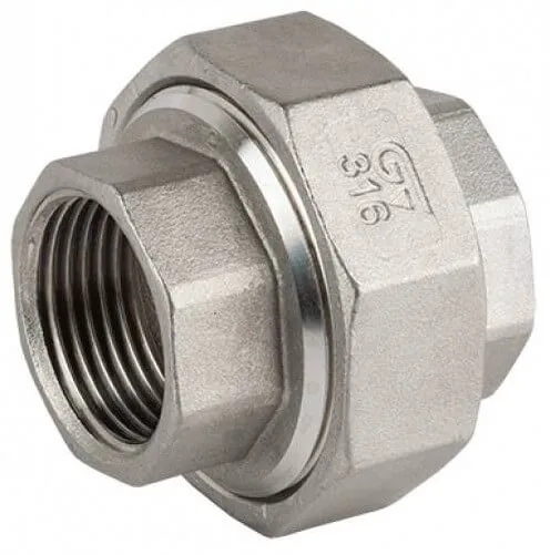Niplu detasabil cu filete interioare, etansare plana, din inox AISI 316