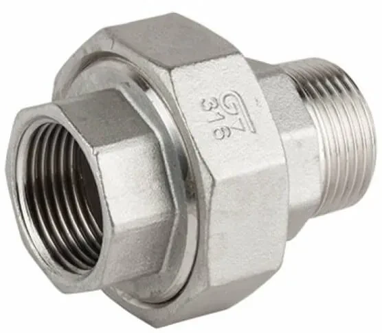 Niplu detasabil cu filete interior/exterior, etansare plana, din inox AISI 316
