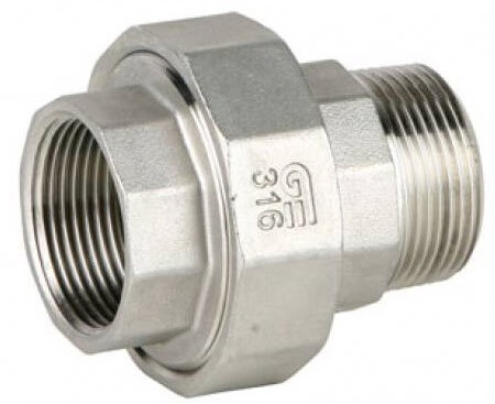 Niplu detasabil, filet int. NPT 3/8&QUOT;-ext. NPT 3/8&QUOT;, etansare plana, inox AISI 316