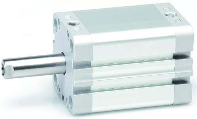 Cilindru compact dubla actiune magnetic cu tija bilaterala, tija filet exterior, ISO 21287