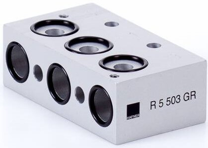 Sistem modular de placi pentru distribuitoare 5/2 si 5/3, tip R-5-503 G