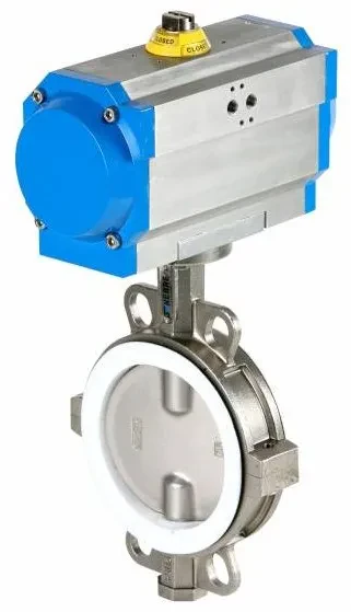 Robinet fluture, tip wafer, inox, flanse ANSI 150 si PN10/16, act. pneumatic