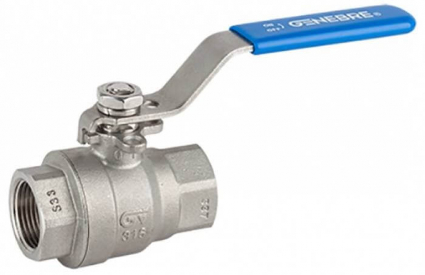 Robinet din inox cu bila, 2 piese, orificiu complet, f. int. G 1/2&QUOT;, maneta blocabila, PN 63