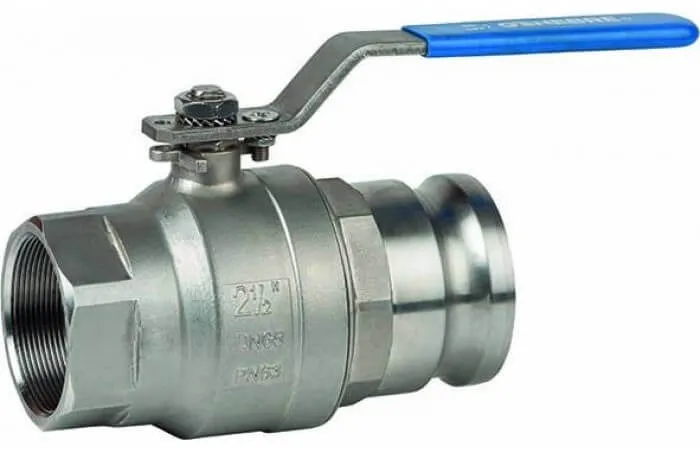 Robinet cu bila, 2 piese, filet int. si cupla Camlock tata