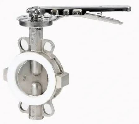 Robinet fluture tip wafer, inox si PTFE