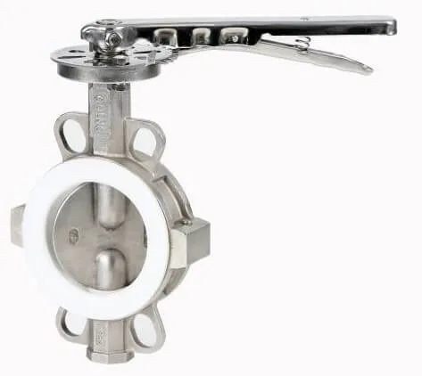 Robinet fluture tip wafer, inox si PTFE