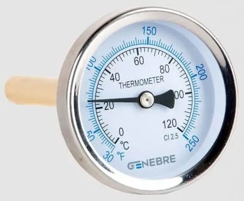 Termometru bimetalic 63 mm, tija 50 mm, atac axial
