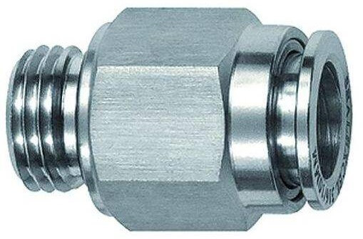 Cupla dreapta push-in, filet cilindric exterior cu O-ring, seria Inox
