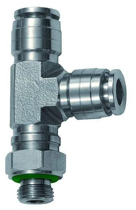 Cupla L-T push-in, rotativa, filet cilindric exterior cu O-Ring, seria Inox