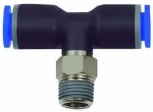 Cupla T push-in cu filet conic exterior etansat cu PTFE, seria standard