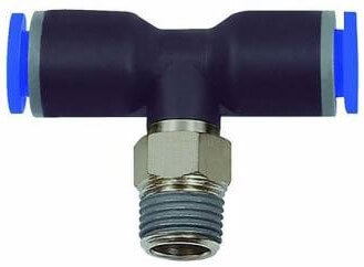 Cupla T push-in cu filet conic exterior etansat cu PTFE, seria standard